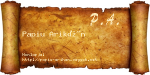 Papiu Arikán névjegykártya